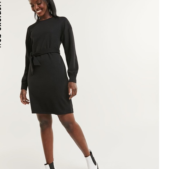 Fleece Crew Neck Sweatshirt Dress - Picture 2 of 3